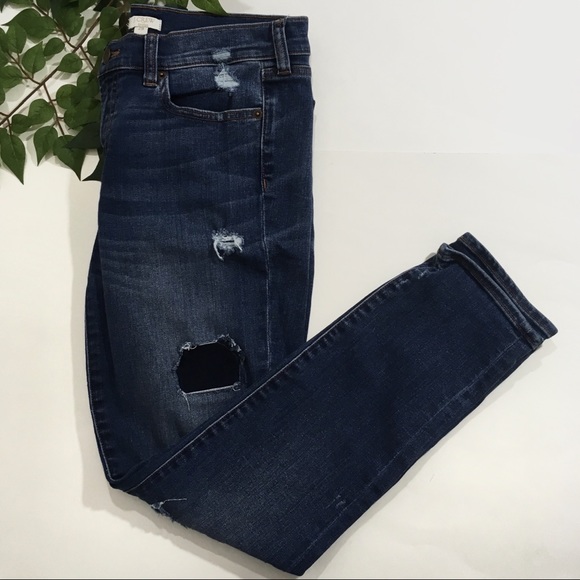 J. Crew Denim - J. Crew Dark Wash Distressed Skinny Jeans